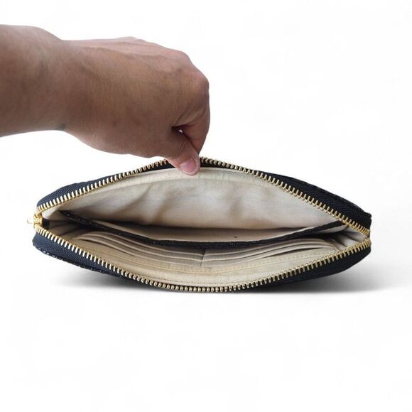 Michael Kors Patent Leather Croc Print Tablet Mini Clutch Black / Gold - Picture 6 of 7